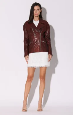 Leather>Walter Baker Alexa Jacket, Redwood-Leather
