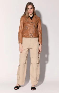Leather>Walter Baker Allison Jacket, Camel-Leather