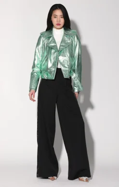 Jackets>Walter Baker Allison Jacket, Mint Metallic-Leather