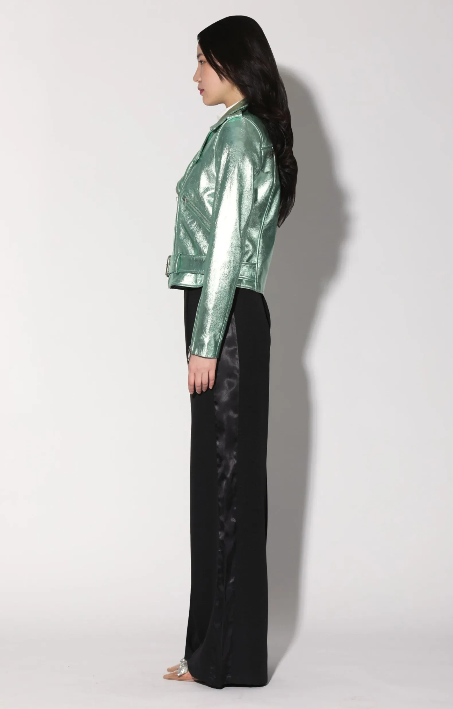 Jackets>Walter Baker Allison Jacket, Mint Metallic-Leather