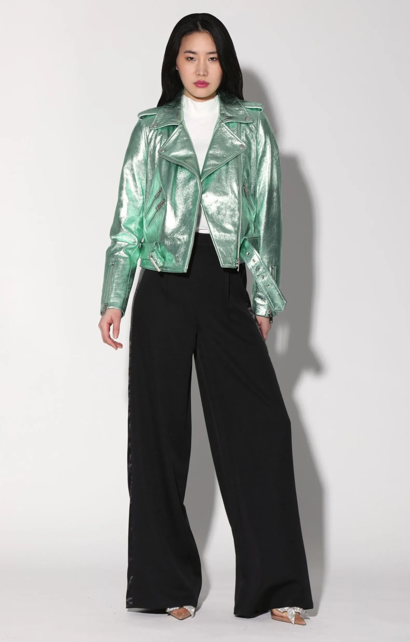 Leather>Walter Baker Allison Jacket, Mint Metallic-Leather