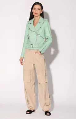 Jackets>Walter Baker Allison Jacket, Pistachio-Leather