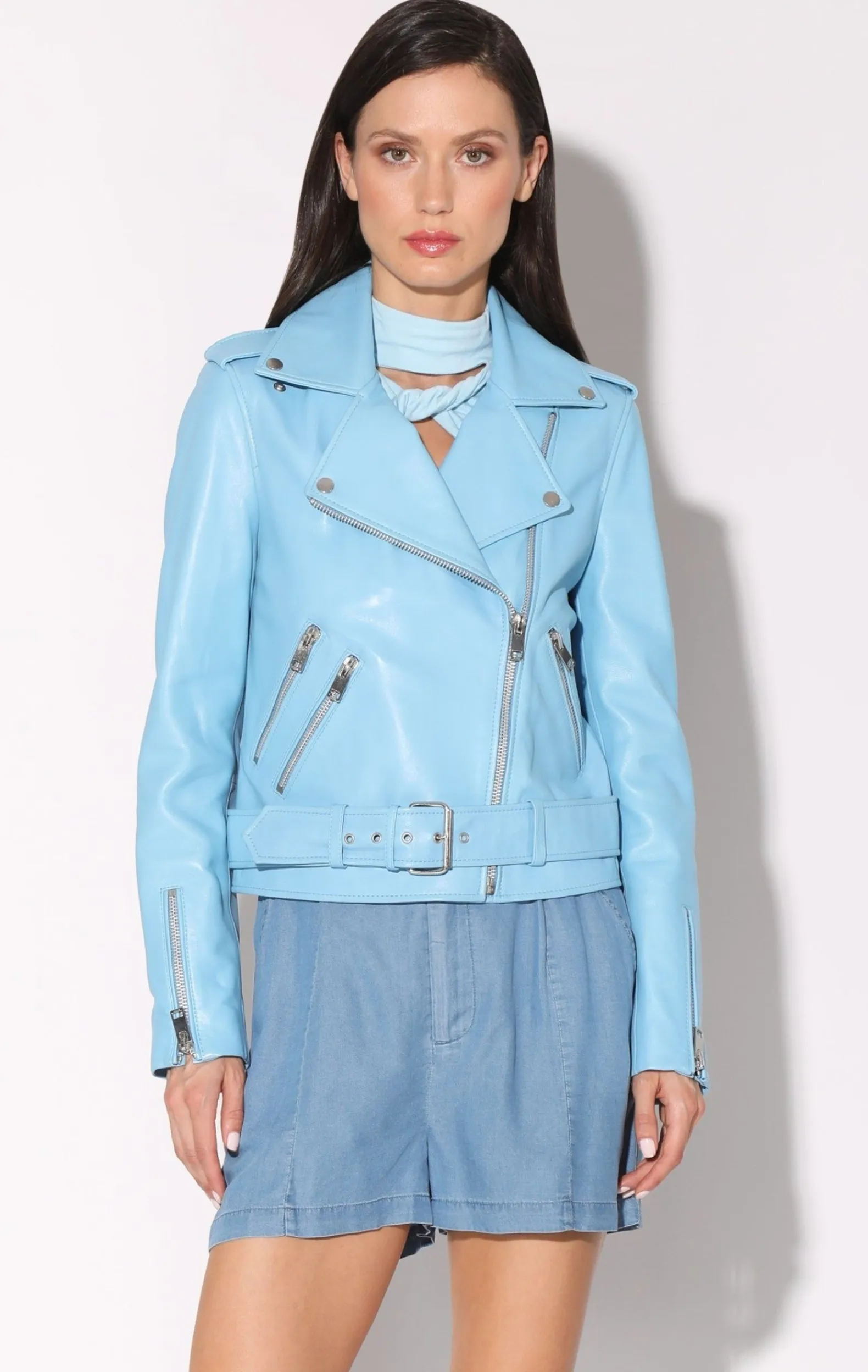 Jackets>Walter Baker Allison Jacket, Sky Blue-Leather