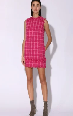 Dresses>Walter Baker Bethani Dress, Magenta Electric Tweed