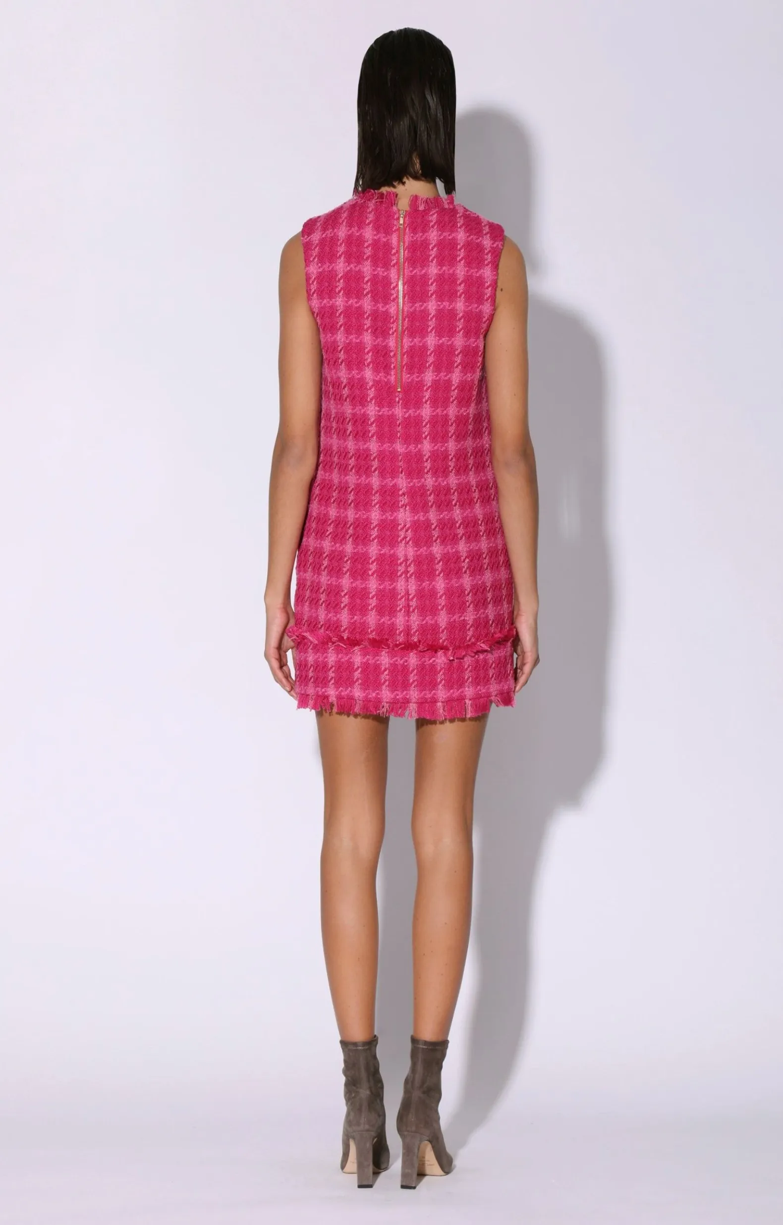 Dresses>Walter Baker Bethani Dress, Magenta Electric Tweed