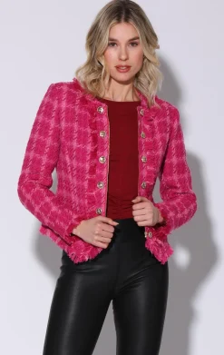 Jackets>Walter Baker Brittany Jacket, Magenta Electric Tweed