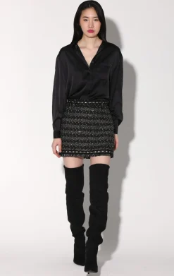 Bottoms>Walter Baker Charlotte Skirt, Tribeca Tweed Black Black
