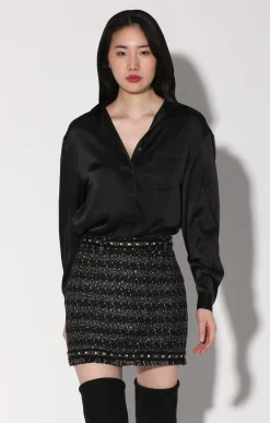 Bottoms>Walter Baker Charlotte Skirt, Tribeca Tweed Black Black