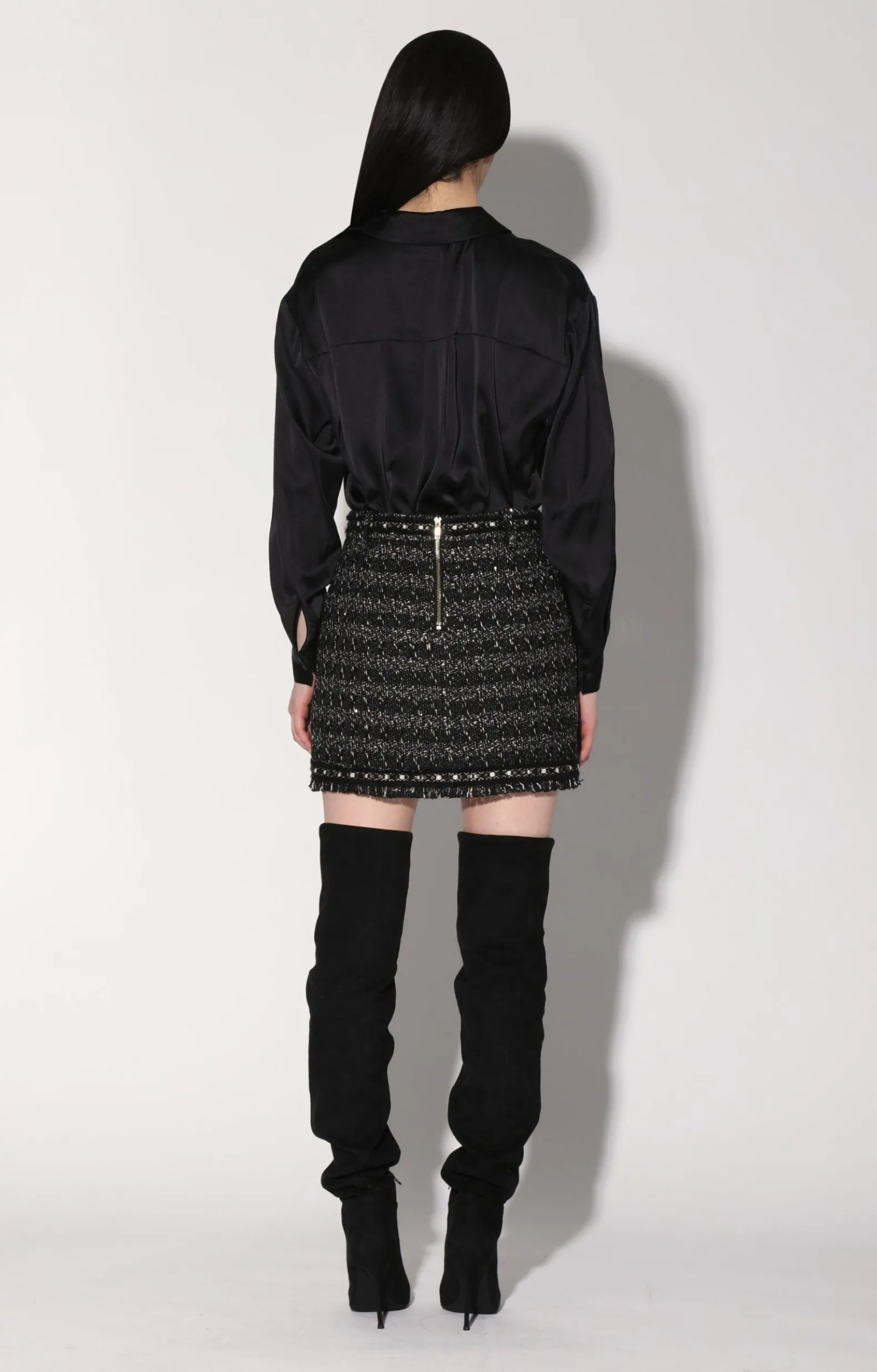 Bottoms>Walter Baker Charlotte Skirt, Tribeca Tweed Black Black