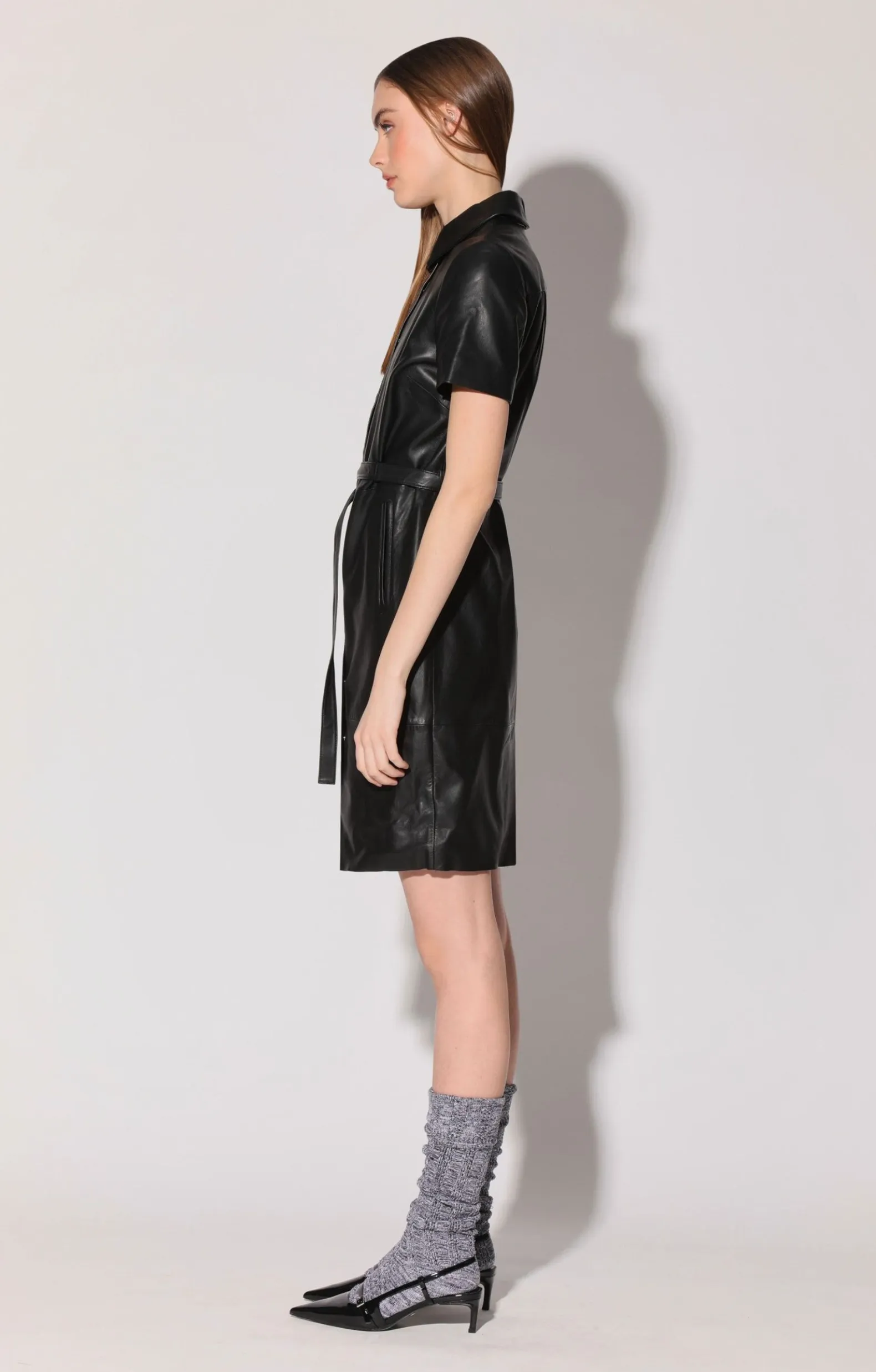 Dresses>Walter Baker Chloe Dress, Black-Leather