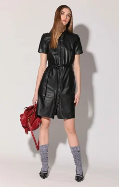 Leather>Walter Baker Chloe Dress, Black-Leather