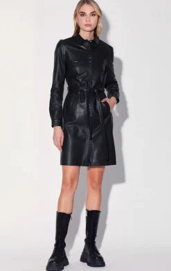 Dresses>Walter Baker Clara Dress, Black-Leather