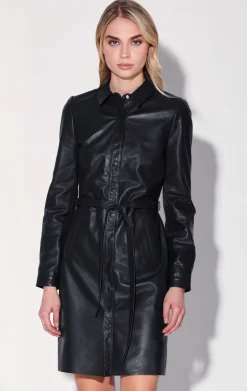 Leather>Walter Baker Clara Dress, Black-Leather