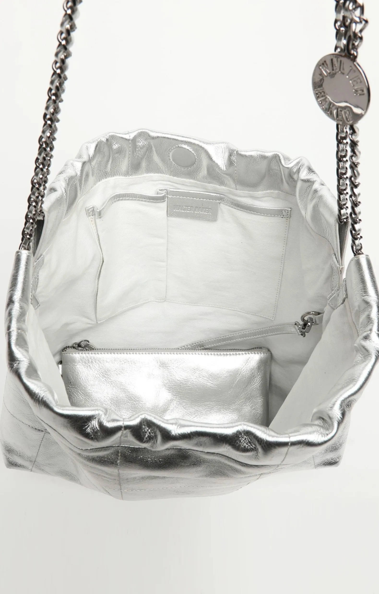 Handbags>Walter Baker Cleo Shoulder, Metallic Silver