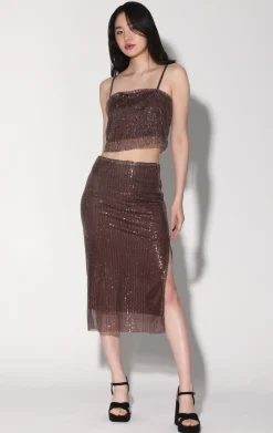 Bottoms>Walter Baker Crista Skirt, City Sequin Mink