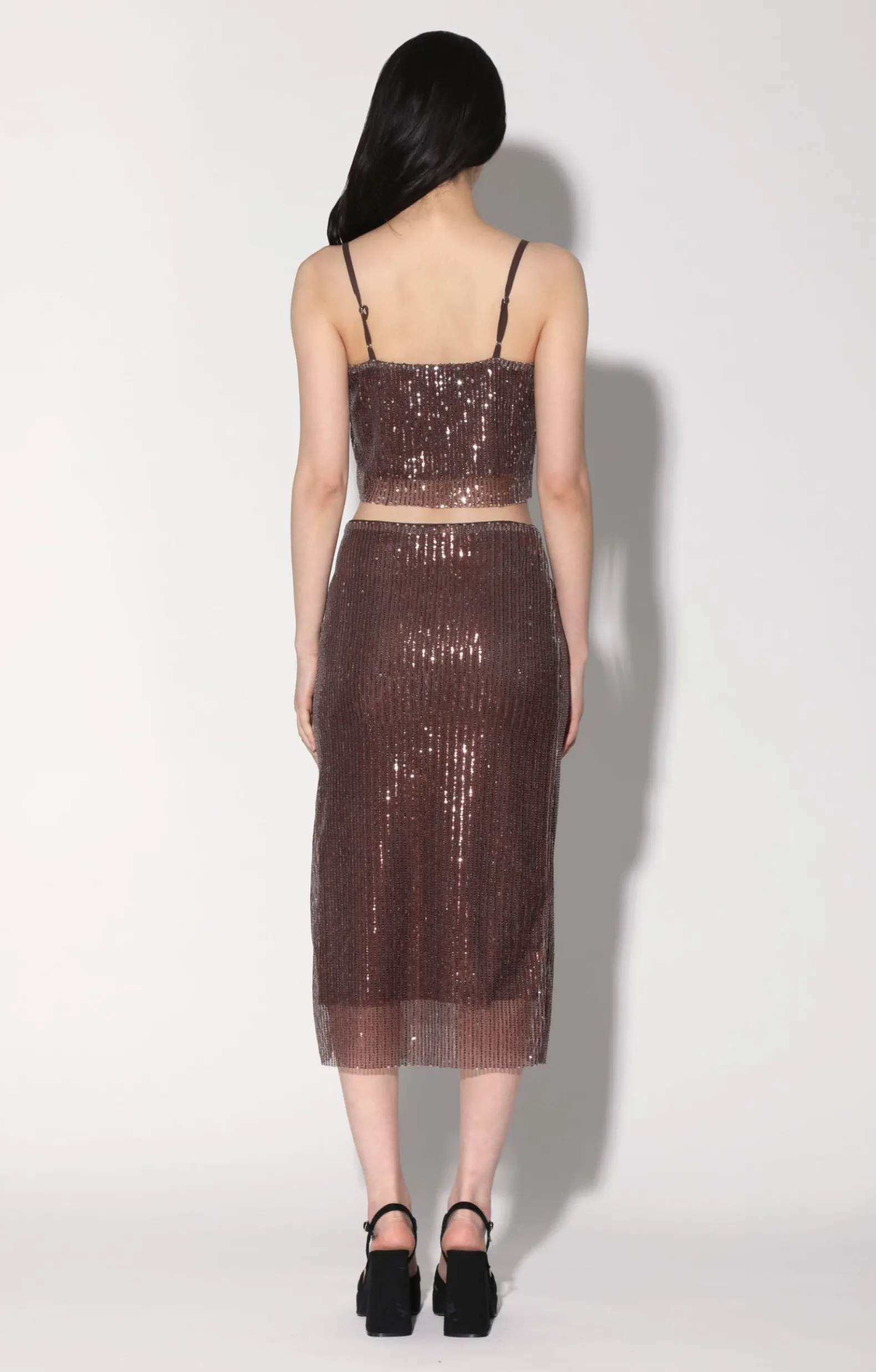Bottoms>Walter Baker Crista Skirt, City Sequin Mink