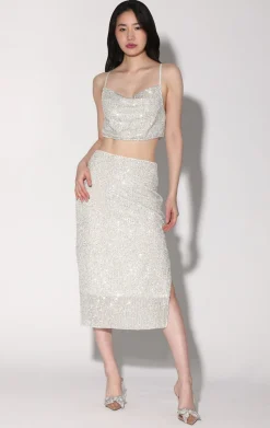 Bottoms>Walter Baker Crista Skirt, Ice Sequin