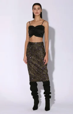 Bottoms>Walter Baker Daya Skirt, Olive Leopard