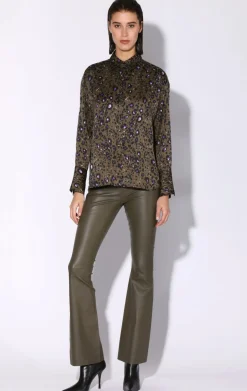 Tops>Walter Baker Delisse Top, Olive Leopard