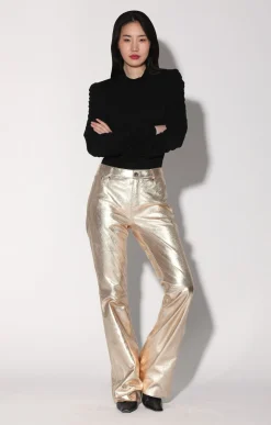 Leather>Walter Baker Dimitri Pant, Gold-Leather