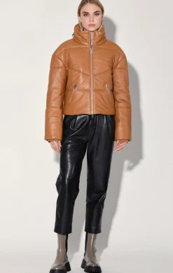 Leather>Walter Baker Edwina Jacket, Camel-Leather