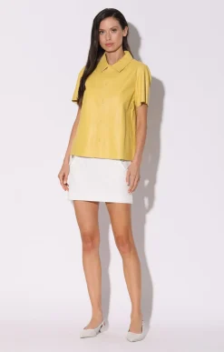 Leather>Walter Baker Eros Top, Pale Yellow-Leather