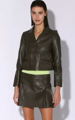 Leather>Walter Baker Estrella Jacket, Moss-Leather