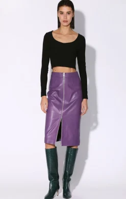 Bottoms>Walter Baker Galette Skirt, Amethyst-Leather