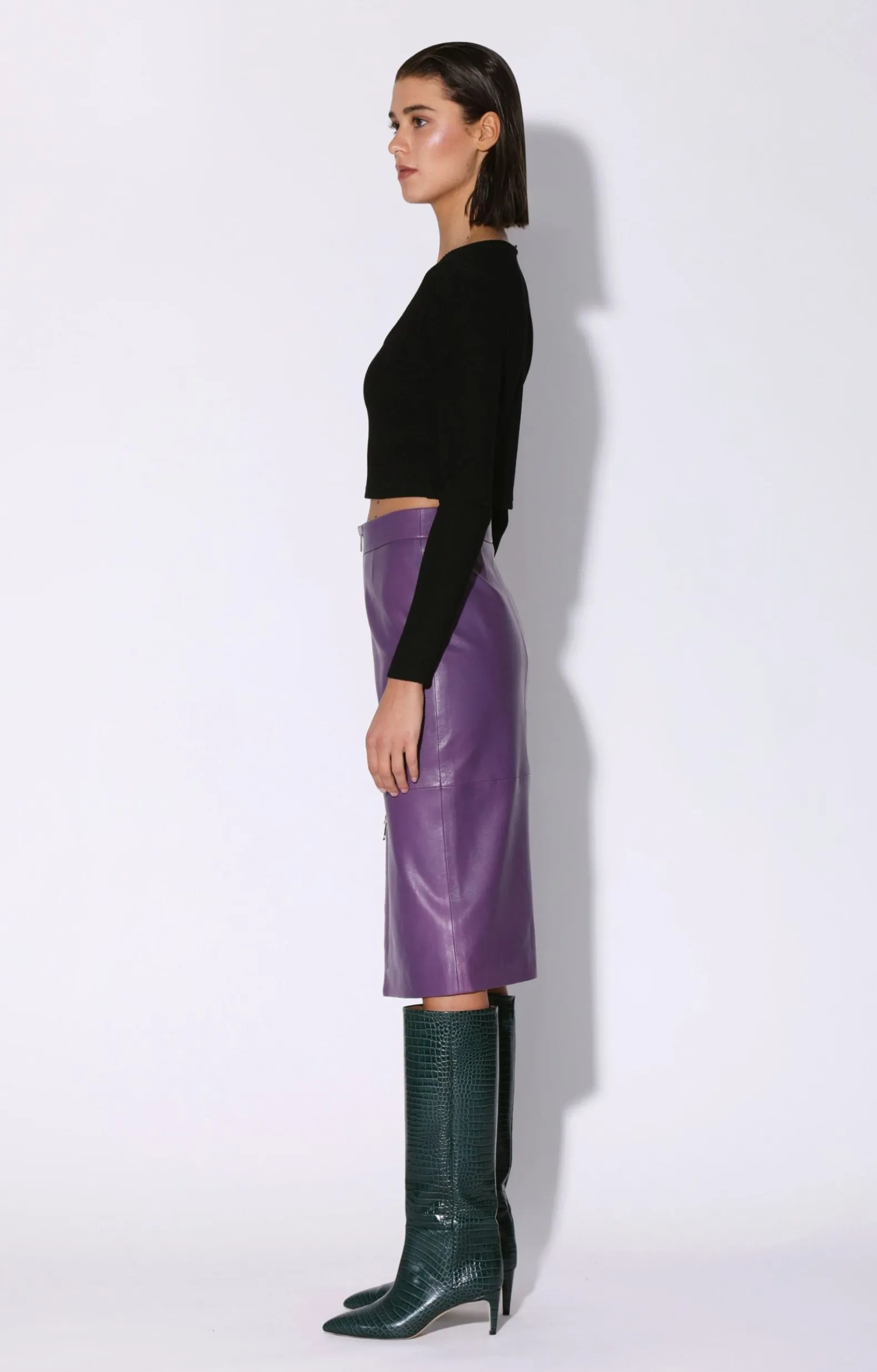 Bottoms>Walter Baker Galette Skirt, Amethyst-Leather