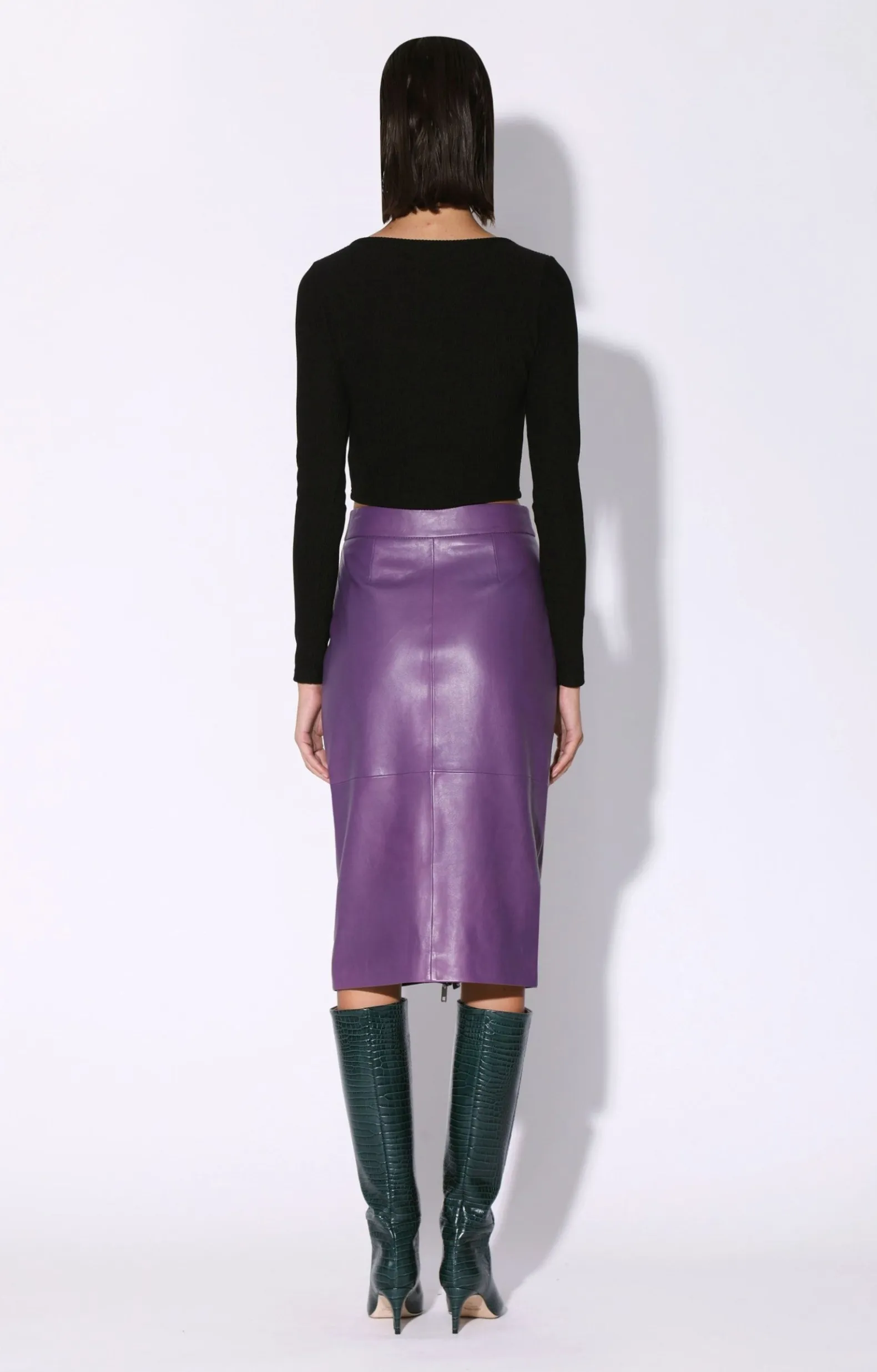 Leather>Walter Baker Galette Skirt, Amethyst-Leather