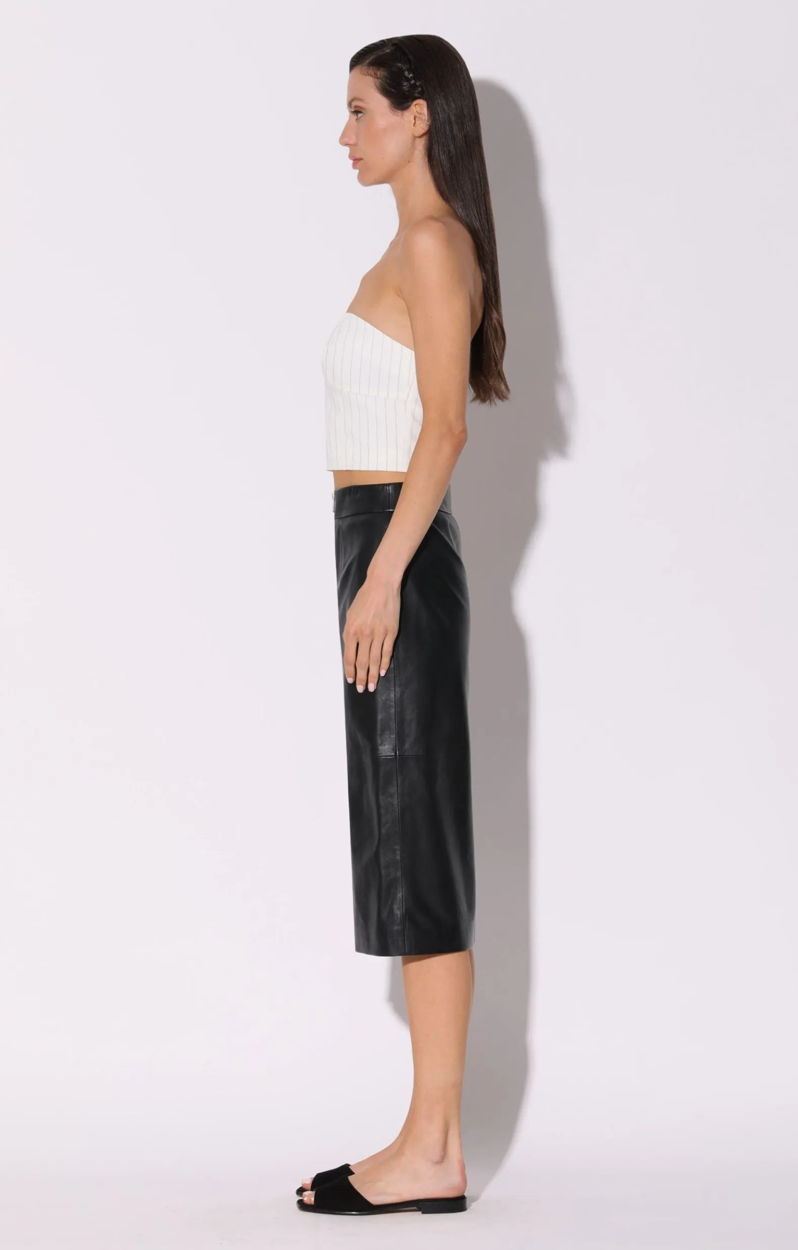Bottoms>Walter Baker Galette Skirt, Black-Leather