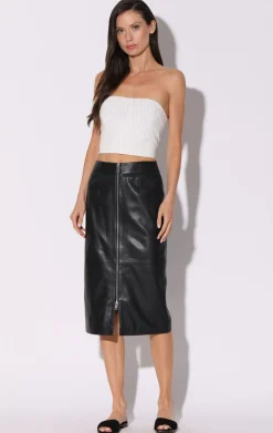 Leather>Walter Baker Galette Skirt, Black-Leather