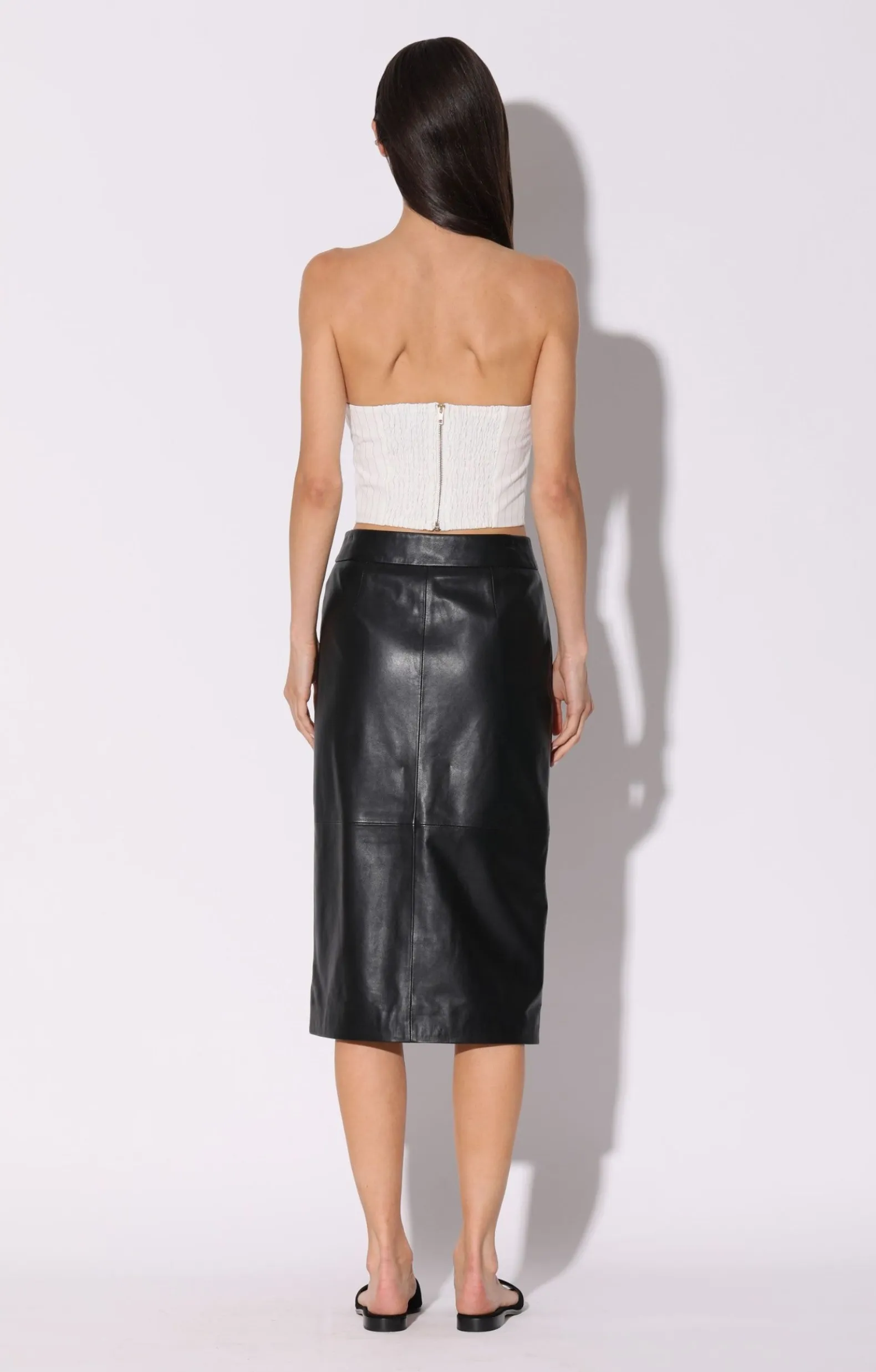 Leather>Walter Baker Galette Skirt, Black-Leather