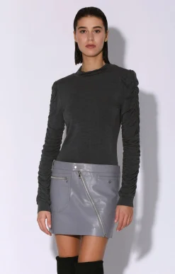 Bottoms>Walter Baker Gavriel Skirt, Granite-Leather