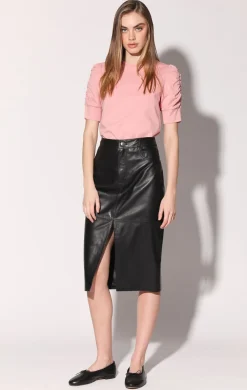 Leather>Walter Baker Glynice Skirt, Black-Leather