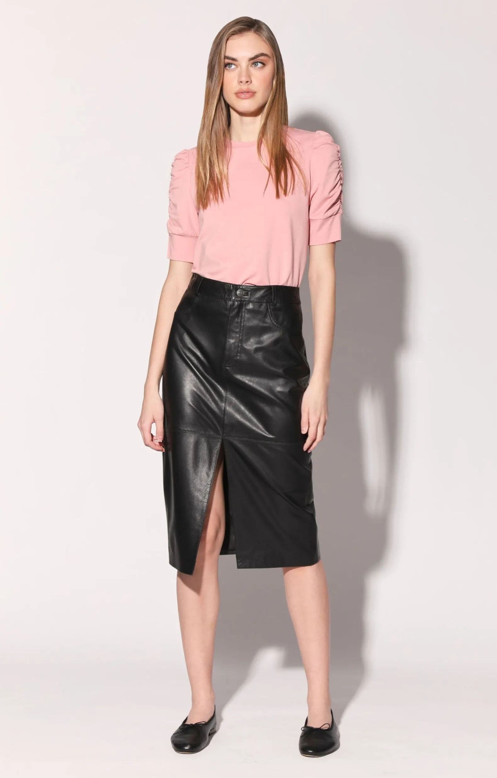 Leather>Walter Baker Glynice Skirt, Black-Leather