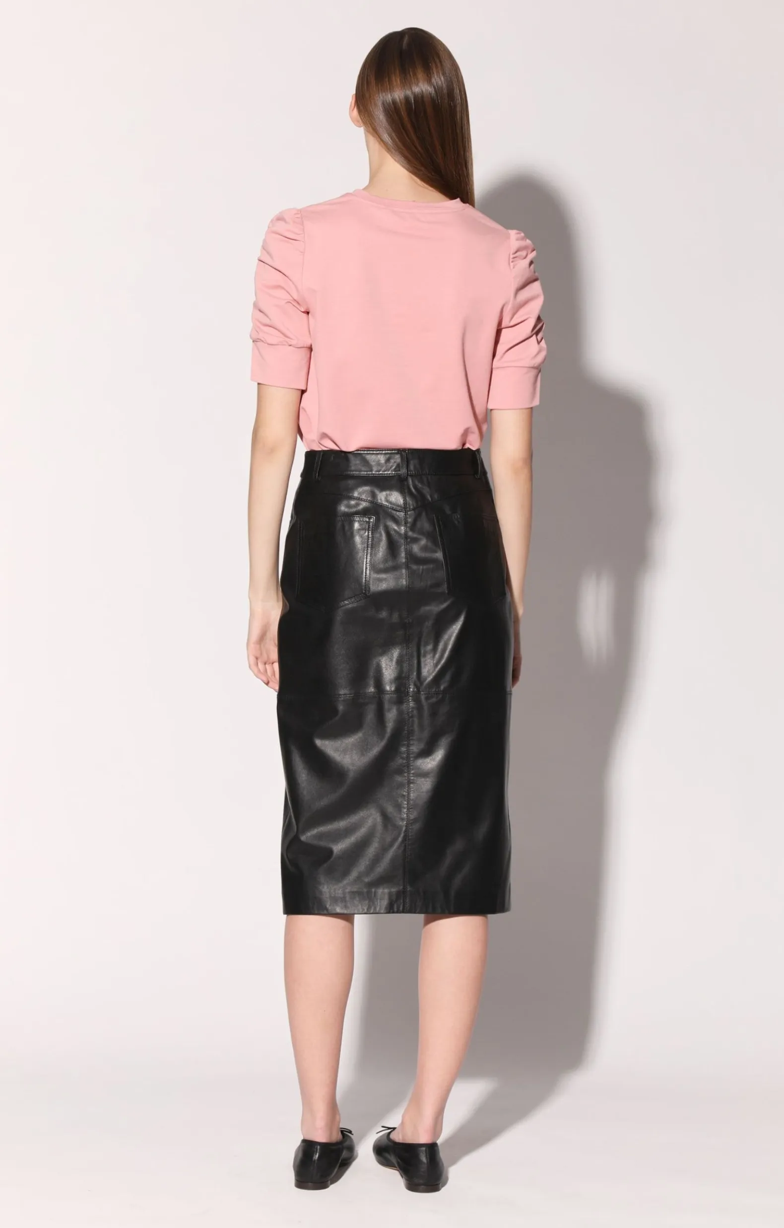 Leather>Walter Baker Glynice Skirt, Black-Leather