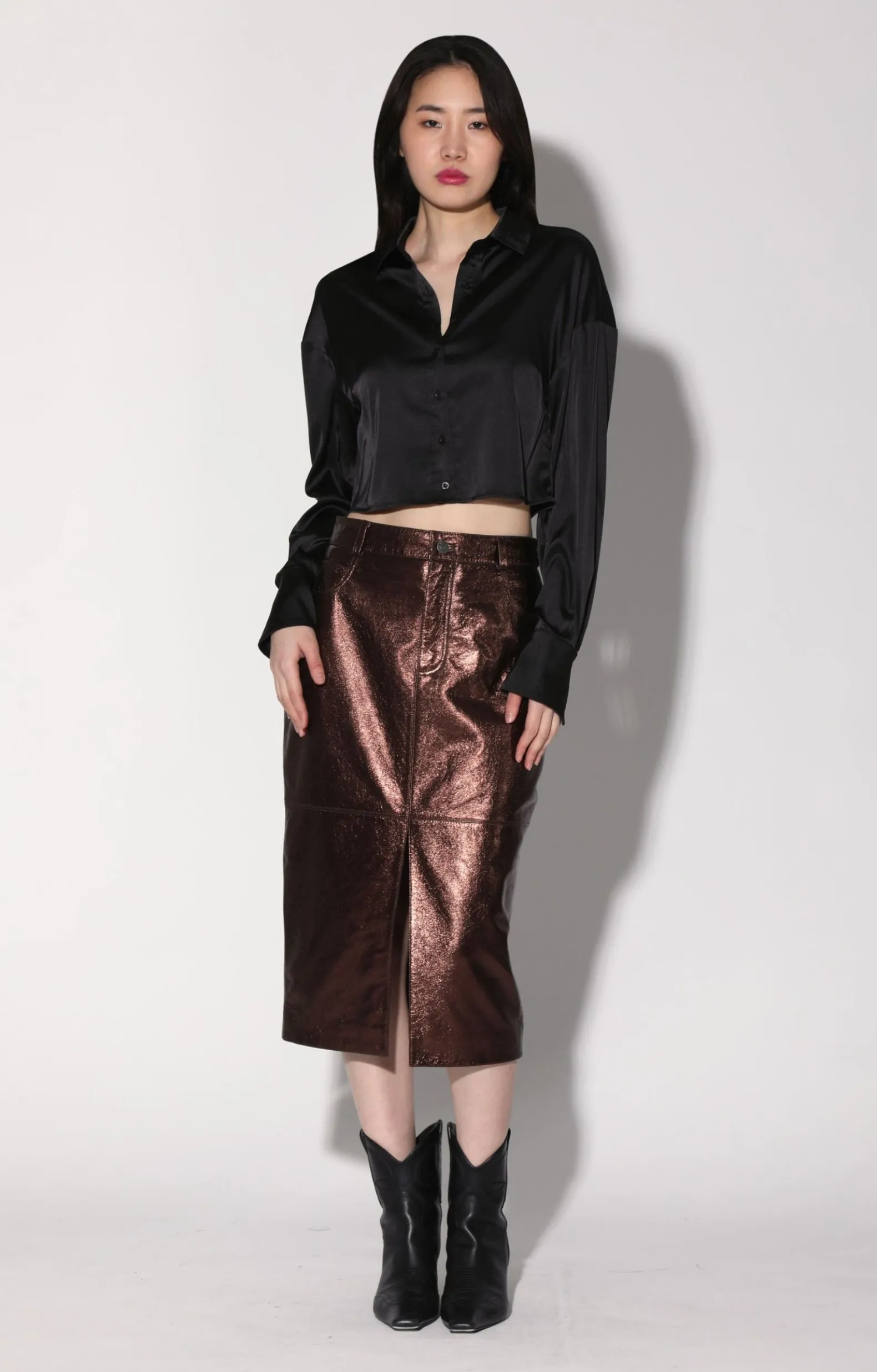 Bottoms>Walter Baker Glynice Skirt, Bronze Leather