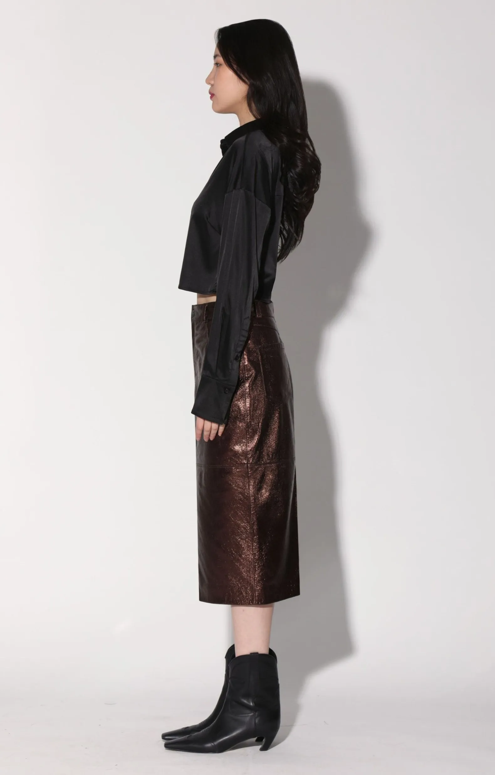 Bottoms>Walter Baker Glynice Skirt, Bronze Leather