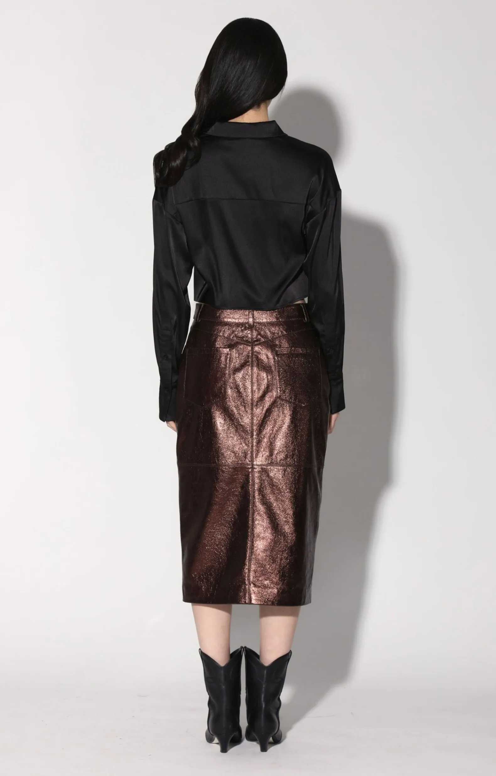 Bottoms>Walter Baker Glynice Skirt, Bronze Leather