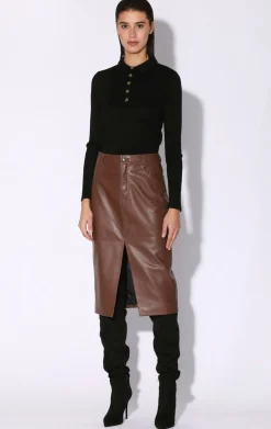 Leather>Walter Baker Glynice Skirt, Walnut-Leather