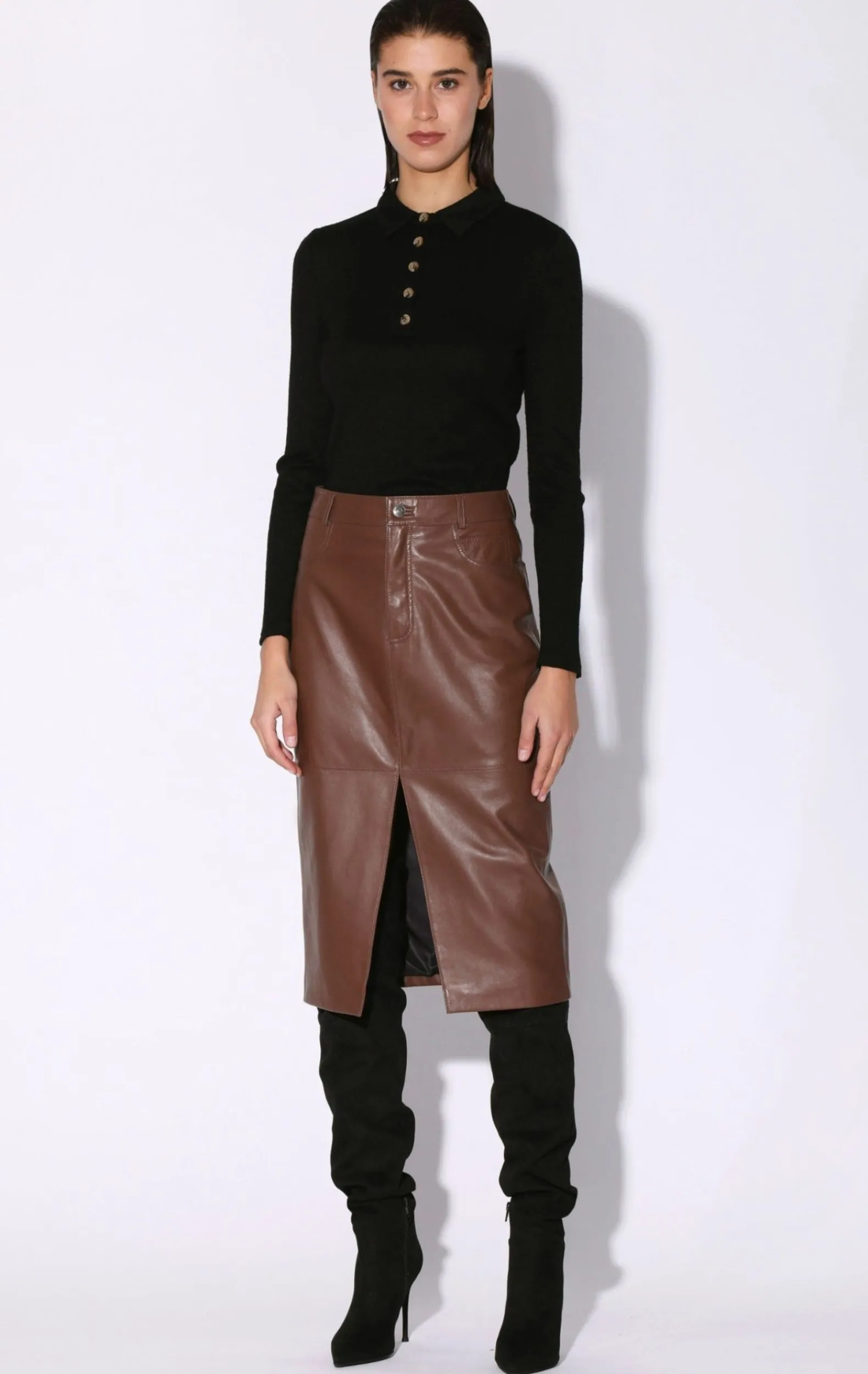 Bottoms>Walter Baker Glynice Skirt, Walnut-Leather