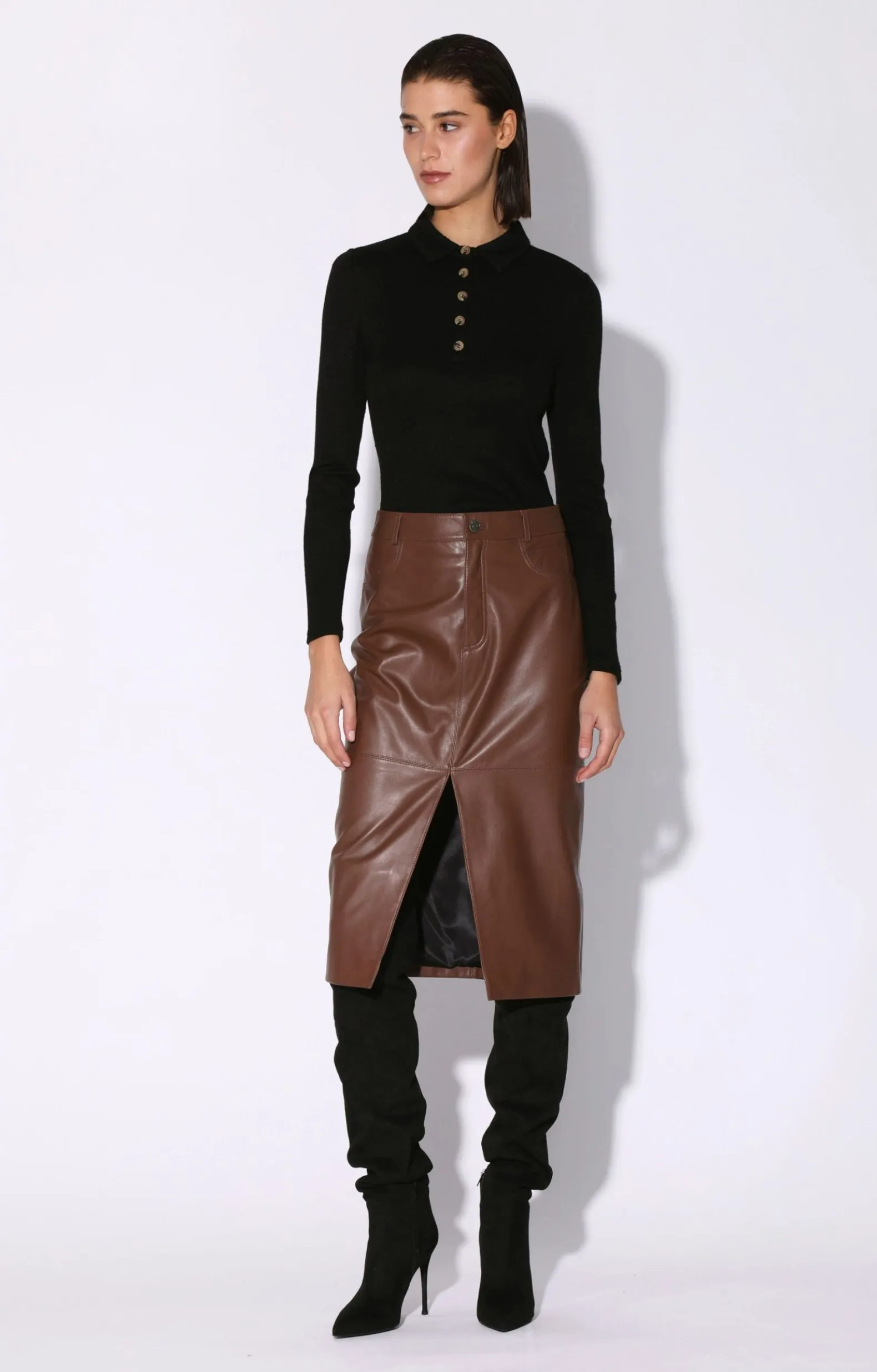 Bottoms>Walter Baker Glynice Skirt, Walnut-Leather
