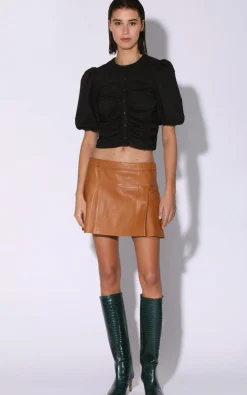 Leather>Walter Baker Izzie Skirt, Camel-Leather