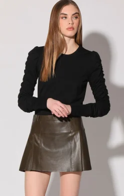 Bottoms>Walter Baker Izzie Skirt, Moss-Leather