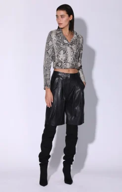 Leather>Walter Baker Jase Jacket, Grey Snake-Leather