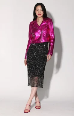 Leather>Walter Baker Jenny Jacket, Fuchsia Metallic-Leather