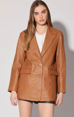 Leather>Walter Baker Kiki Blazer, Camel-Leather