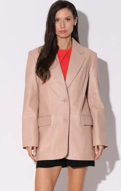 Jackets>Walter Baker Kira Blazer, Rose Pink-Leather