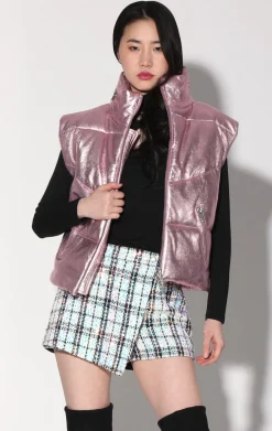 Jackets>Walter Baker Landon Vest, Pink Frost Metallic-Leather